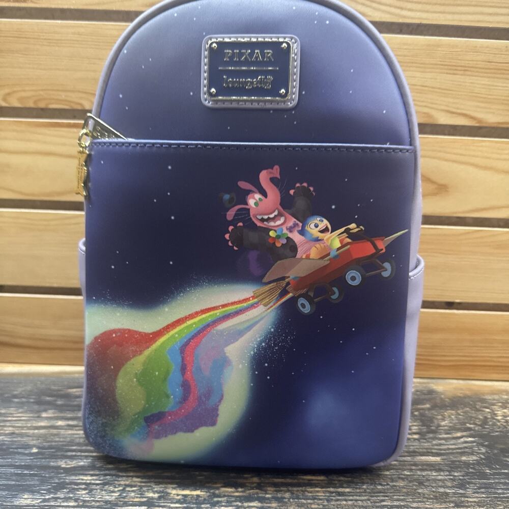 Loungefly Disney Pixar Inside Out Bing Bong Joy Mini Backpack Bag Rainbow Candy